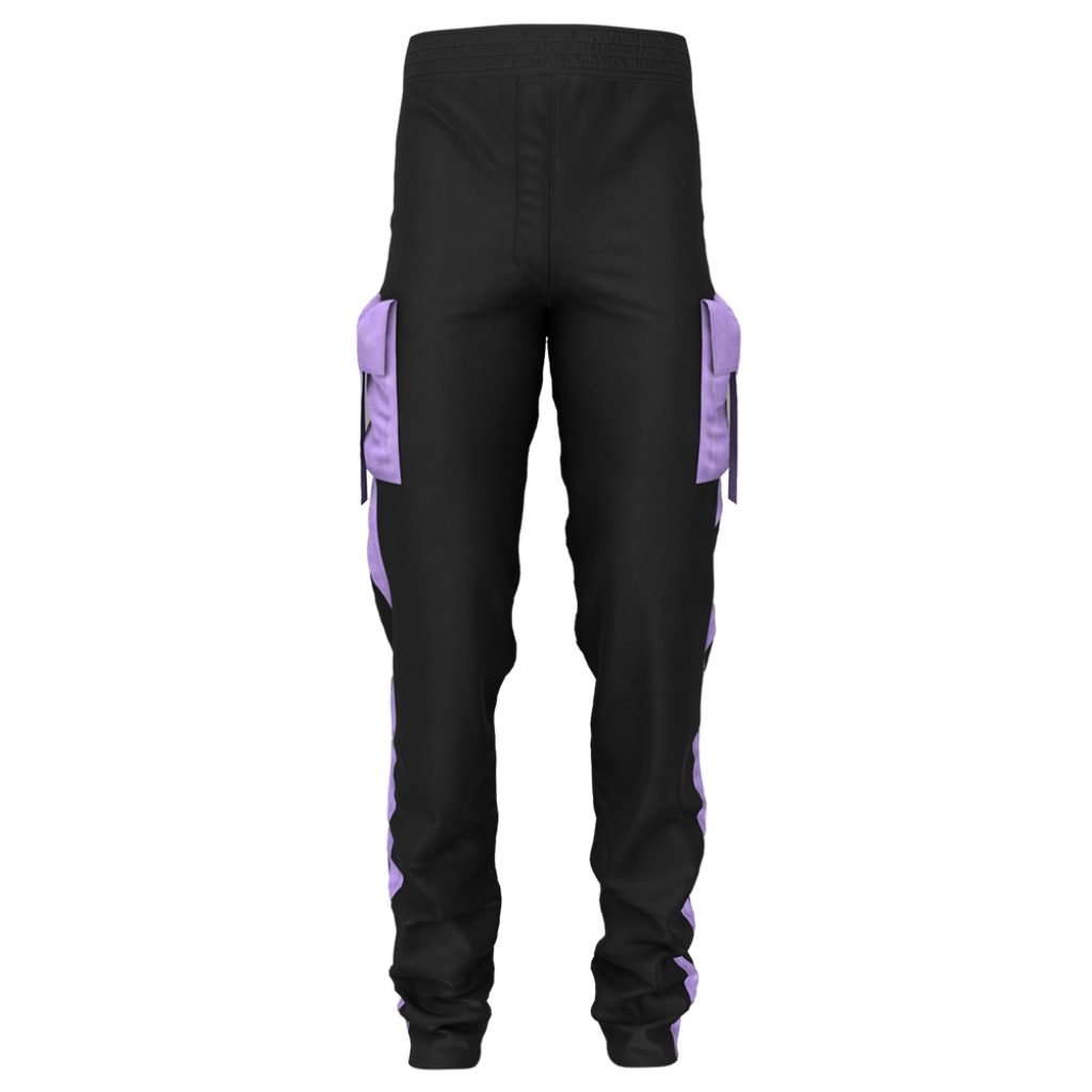 Black And Purple Cargo Pants